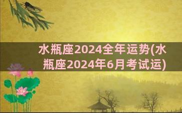 水瓶座2024全年运势(水瓶座2024年6月考试运)