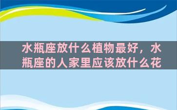 水瓶座放什么植物最好，水瓶座的人家里应该放什么花