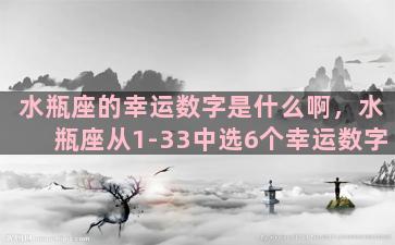 水瓶座的幸运数字是什么啊，水瓶座从1-33中选6个幸运数字