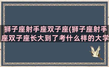 狮子座射手座双子座(狮子座射手座双子座长大到了考什么样的大学)