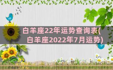 白羊座22年运势查询表(白羊座2022年7月运势)