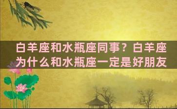 白羊座和水瓶座同事？白羊座为什么和水瓶座一定是好朋友