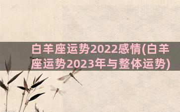 白羊座运势2022感情(白羊座运势2023年与整体运势)