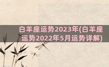 白羊座运势2023年(白羊座运势2022年5月运势详解)