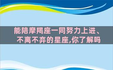 能陪摩羯座一同努力上进、不离不弃的星座,你了解吗