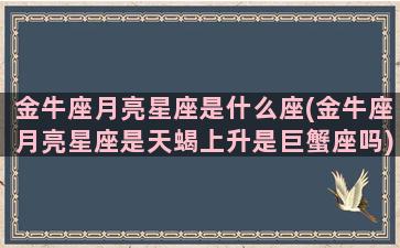 金牛座月亮星座是什么座(金牛座月亮星座是天蝎上升是巨蟹座吗)